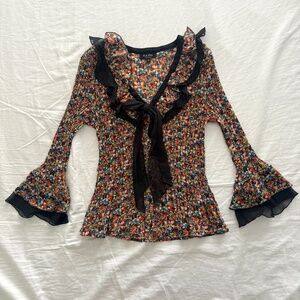 VINTAGE Button Down Floral Blouse